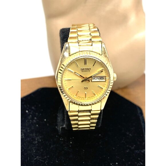 Seiko SQ Women\'s Watch 2A23-0030 Vintage Quartz Gold Dial Day Date Steel 24mm main image 13